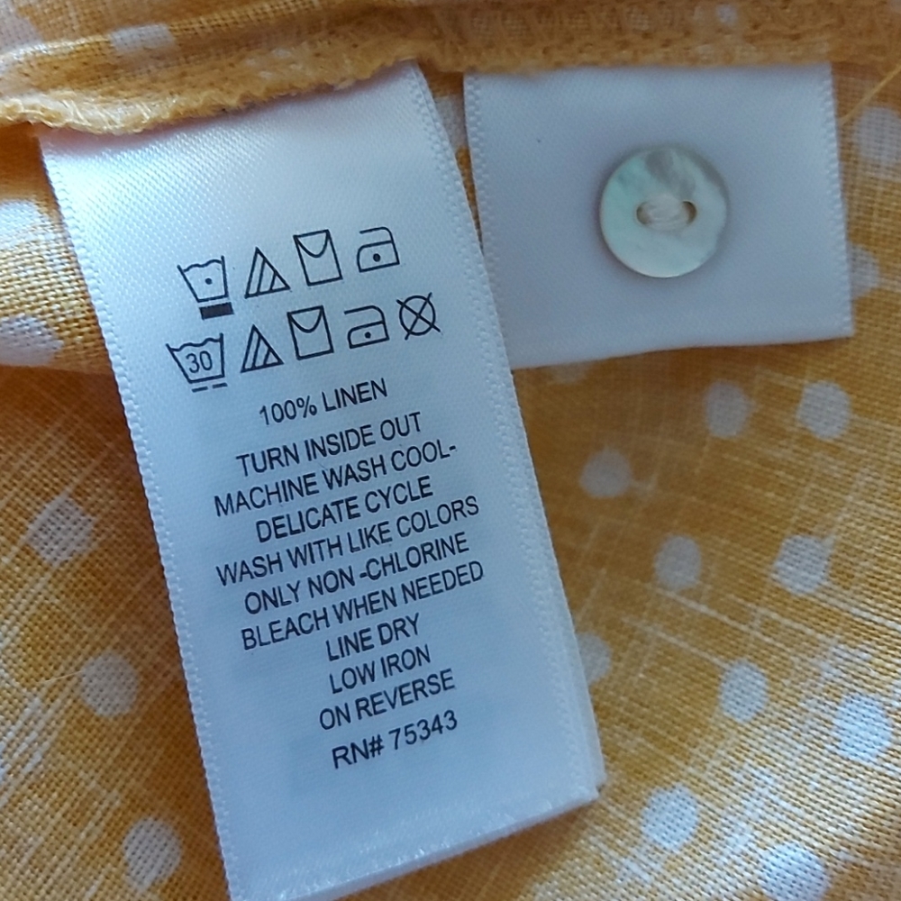 Rachel Zoe linen button front yellow and white dot - Picture 4 of 4